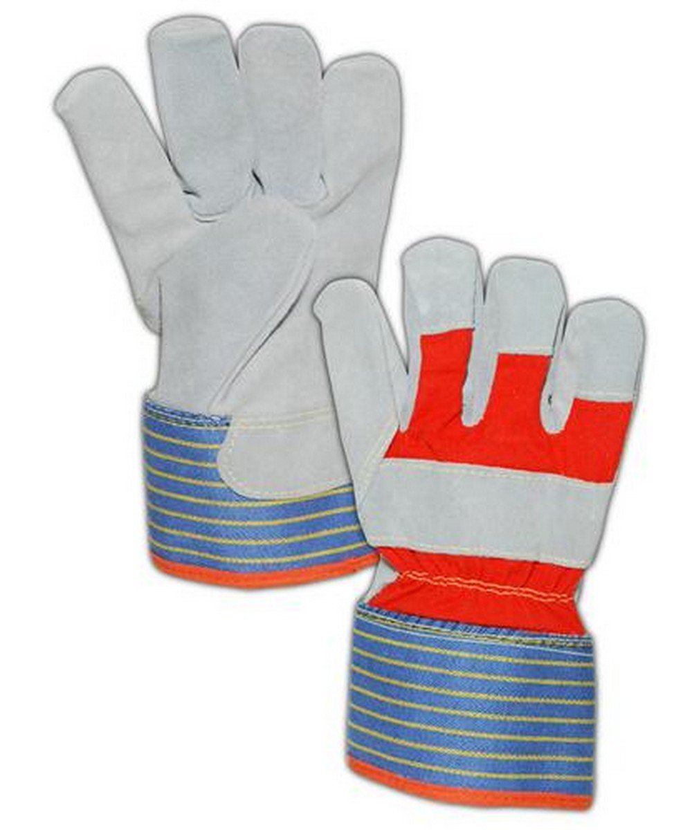 **MAGID TB25EOCR-M Kevlar/HPPE-Lined Leather Work Gloves - Medium, Gray/Red/Blue (Pack of 12) - Durable Cut-Resistant Gloves for Construction, Welding & Heavy-Duty Tasks**