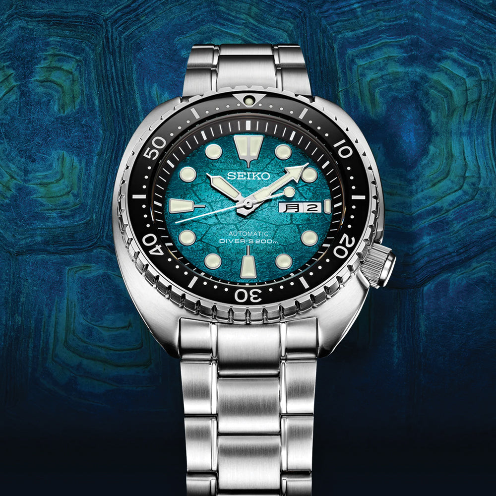 Seiko SRPH57 Prospex U.S. Special Edition 45mm Green Dial Men's Diver Watch with Stainless Steel Bracelet - Perfect for Scuba Diving, Water Sports & Everyday Wear