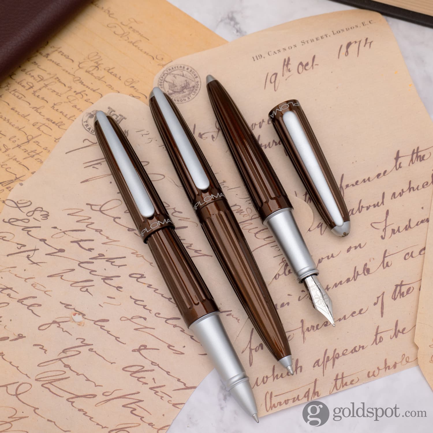 Diplomat Aero Ballpoint Pen - Premium Marrakesh Brown Ink Pen for Smooth Writing | Ideal for Office, Business Gifts & Everyday Use