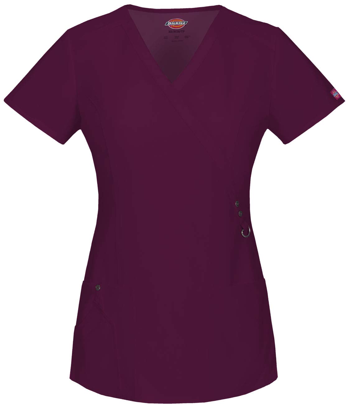 Dickies Women's Mock Wrap Top - Comfortable Stretch Work Shirt for Business Casual & Office Wear