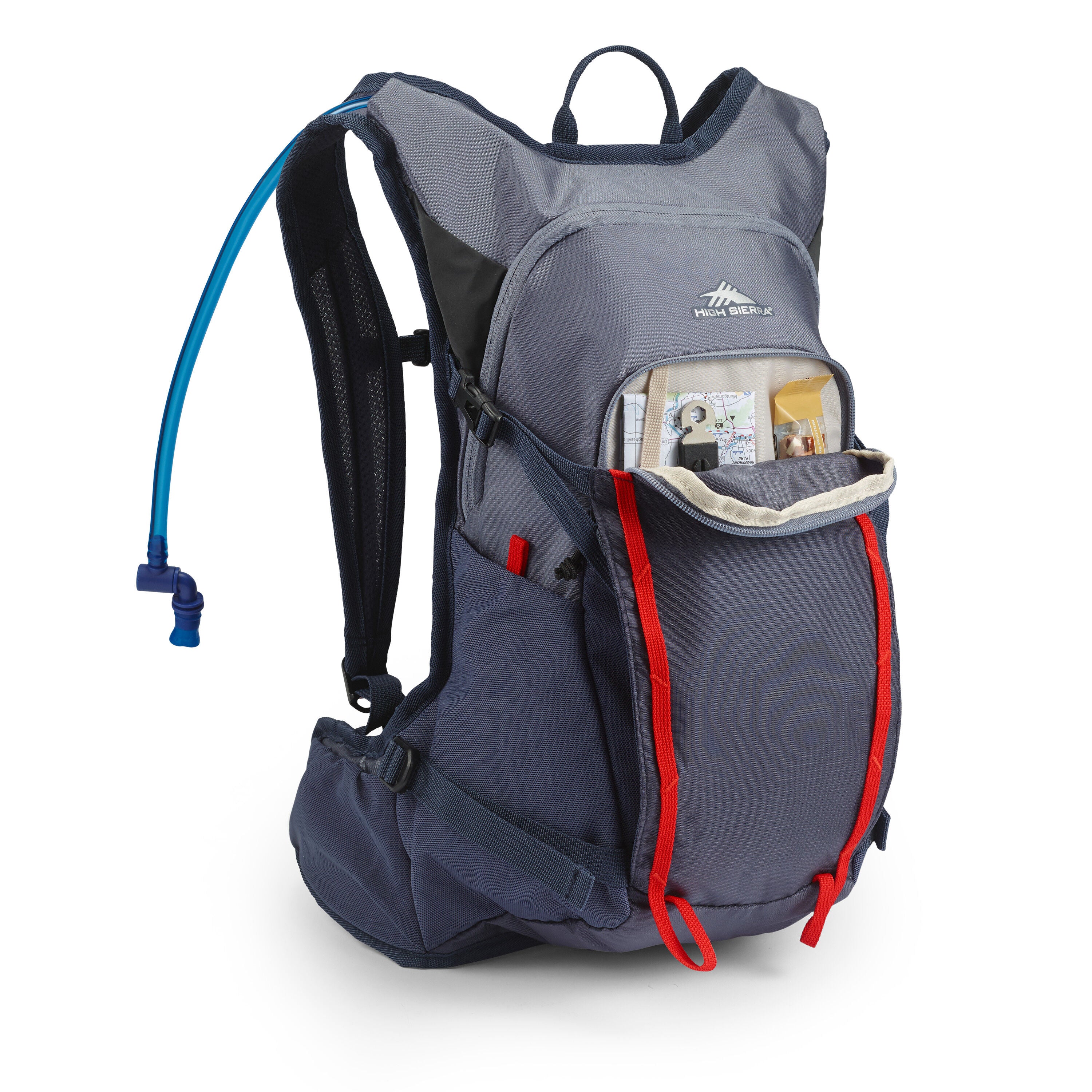 High Sierra Hydrahike 2.0 16L Hydration Backpack - Lightweight Water Pack for Hiking, Running & Outdoor Adventures - Grey Blue
