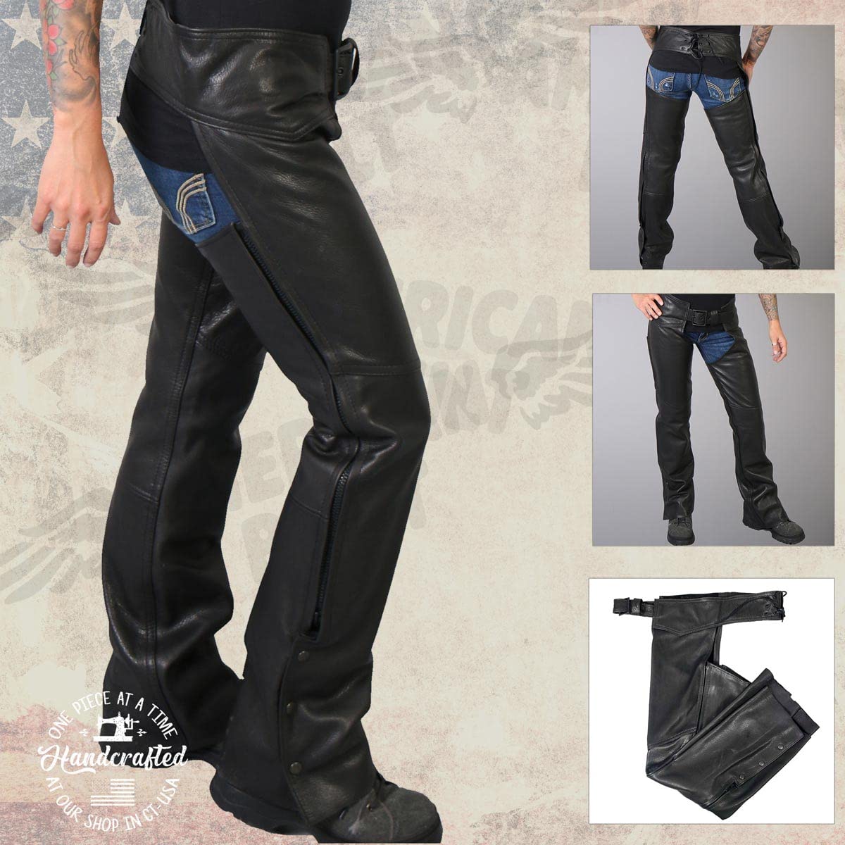 Premium Motorcycle Leather Chaps for Men & Women - USA Made by Milwaukee Leather (MLM MLCH) - X-Large - Durable Riding Gear for Harley, Cruiser & Adventure Bikes