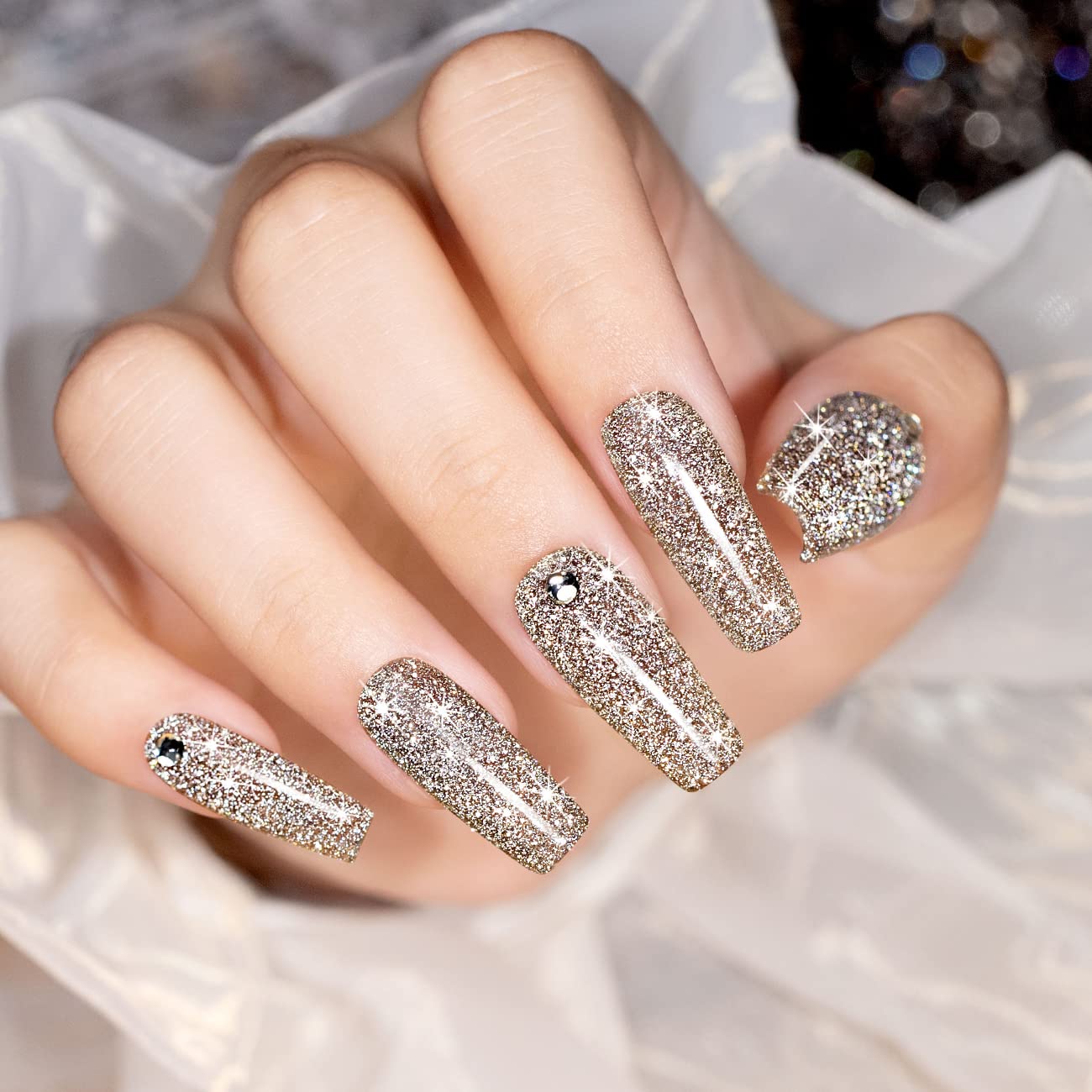 RARJSM Reflective Glitter Gel Polish - Sparkly Nude Brown for Winter Nails | UV LED Curing for DIY & Salon Use