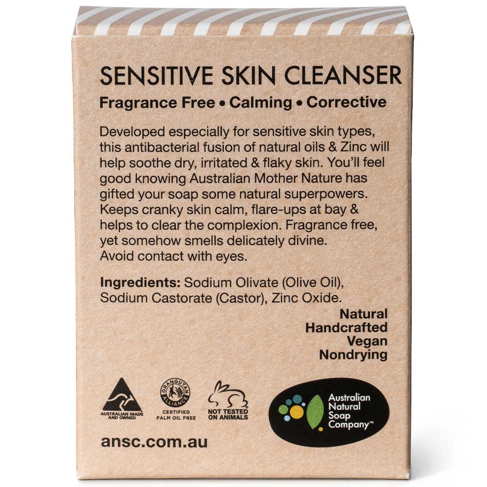 Australian Natural Soap Company Calamine Face Cleansing Bar for Sensitive Skin - Gentle Soap for Acne, Eczema & Rosacea Care - Perfect for Daily Face Wash & Travel Skincare