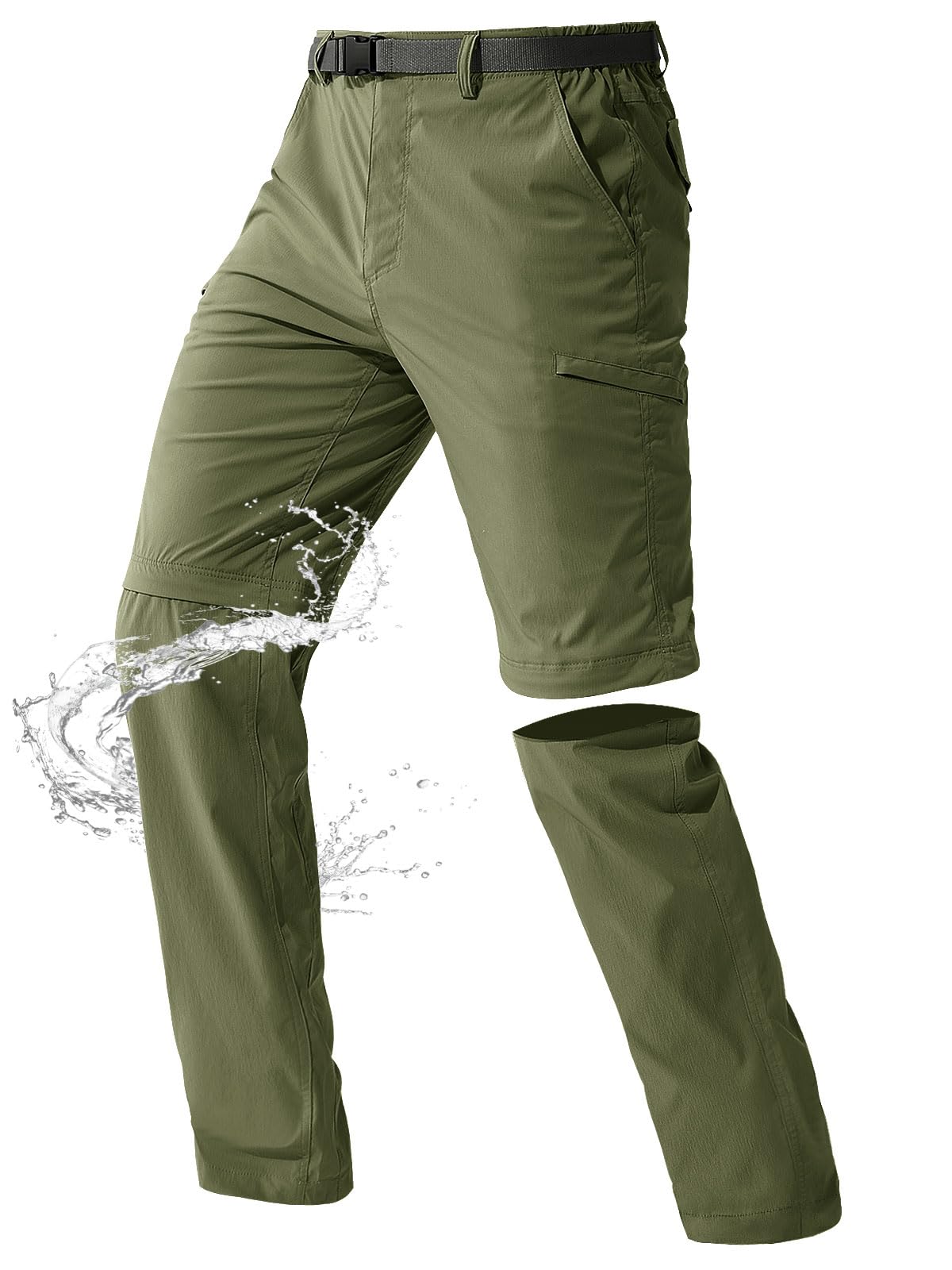 FREE SOLDIER Men's Outdoor Convertible Hiking Pants - Lightweight Quick-Dry Tactical Cargo Pants with Belt | Nylon Spandex Stretch Fabric | Perfect for Hiking, Camping & Outdoor Adventures