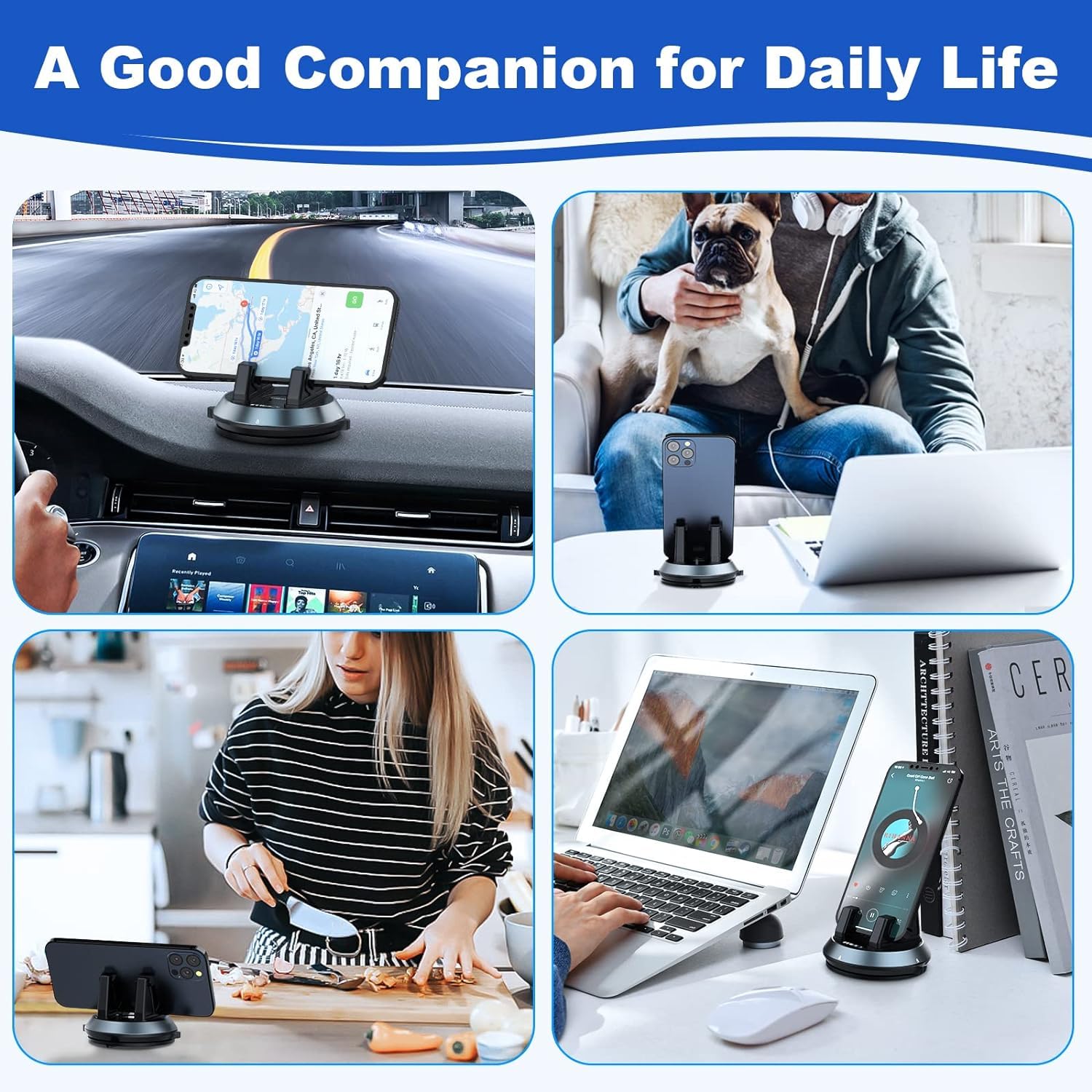 MEIDI Dashboard Car Phone Mount Holder - 360° Rotatable & Removable Phone Cradle for iPhone, Samsung & Android Smartphones - Perfect for Hands-Free Driving, GPS Navigation & Safe Commuting