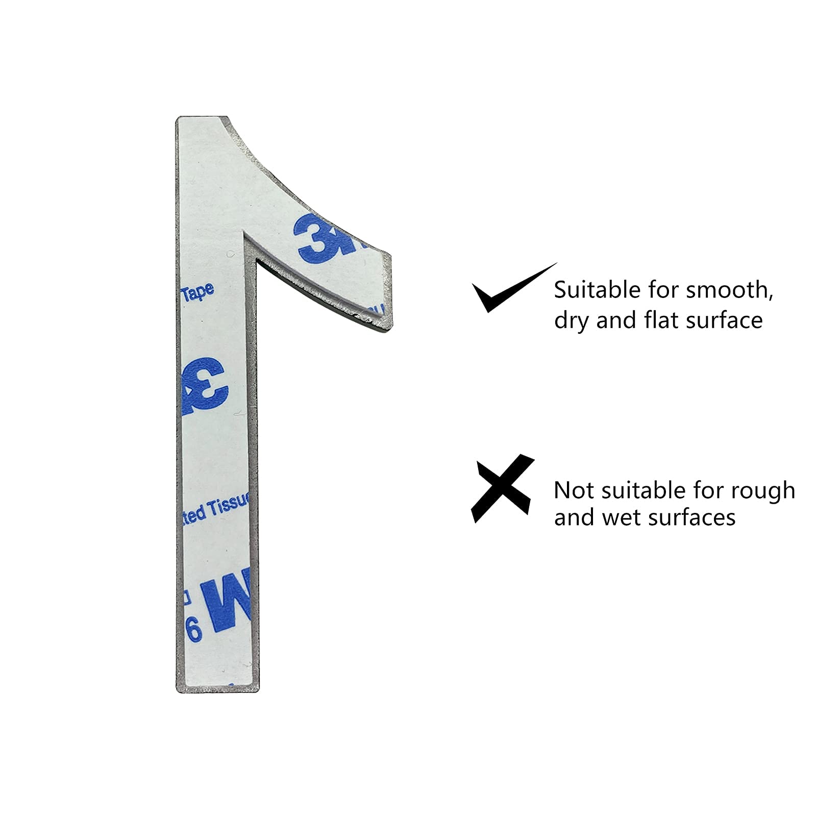Modern Stainless Steel House Numbers - 3 Inch Self-Adhesive Metal Address Plates for Mailbox & Front Door (Silver) | Weatherproof Outdoor Home Decor for House, Apartment & Business Signage