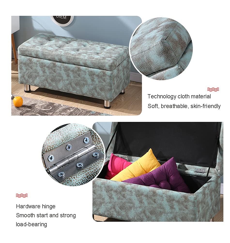 Upholstered Storage Ottoman Bench with Padded Seat - Multi-Functional Entryway Stool, Footrest & Coffee Table for Living Room - Easy Assembly Home Storage Solution | Perfect for Small Spaces, Bedroom Organization & Entryway Decor