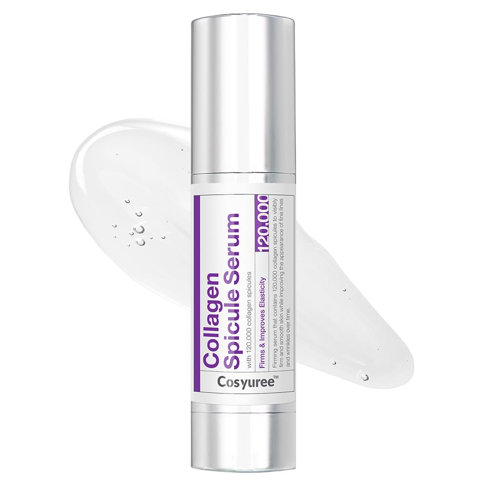 Cosyuree Collagen Serum with 120,000 Micro Spicules - Anti-Aging Face Serum with Hyaluronic Acid for Wrinkle Reduction & Deep Hydration | Glass Skin Treatment | 1.69 fl.oz | Perfect for Night Routine & Daily Skincare Regimen