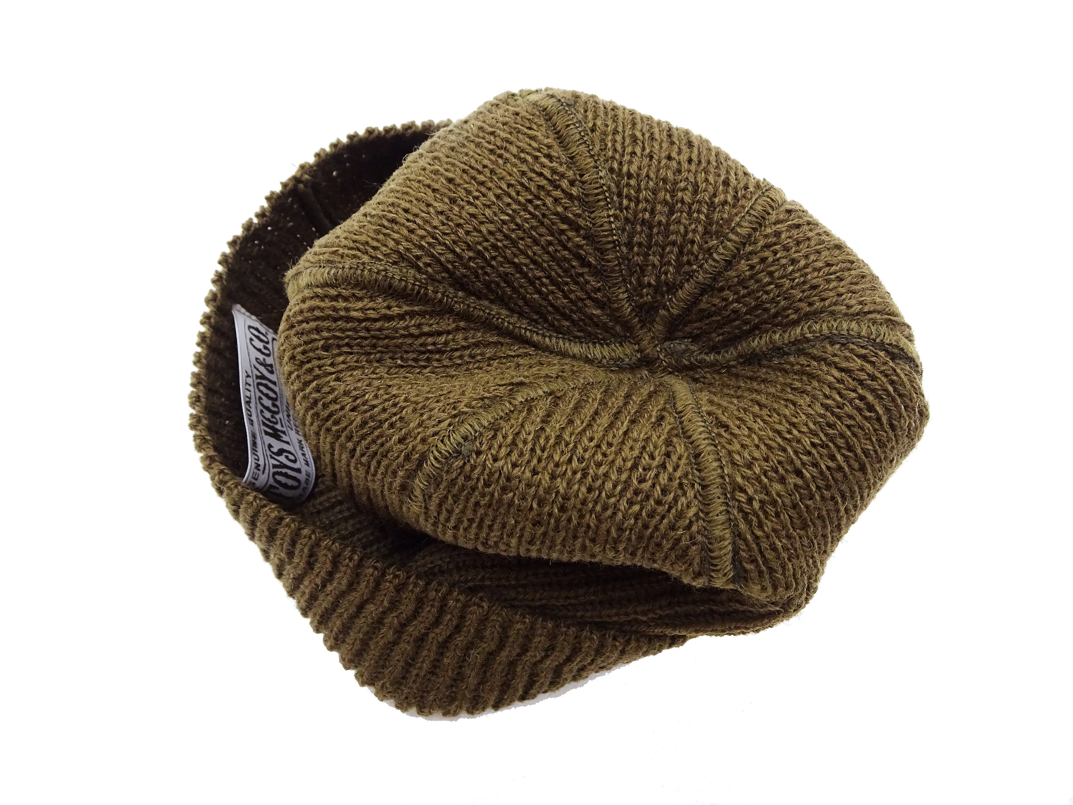 TOYS McCOY Men's Wool Knit Watch Cap with Fold-Up Cuff - WWII Military Style Beanie in Army Olive (TMA2417 160) - Perfect for Outdoor Activities, Winter Fashion & Vintage Enthusiasts