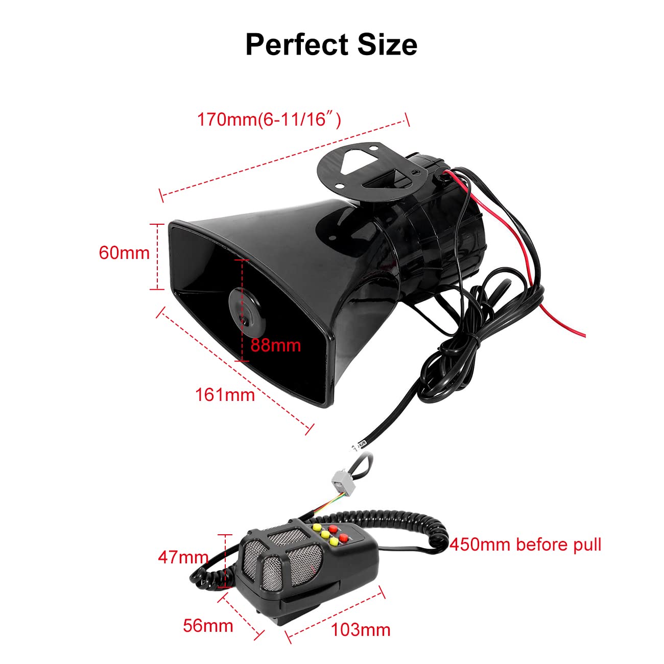 5-Tone Patrol Car Siren Horn with 100W PA Speaker System & Microphone - Emergency Vehicle Siren for Police, Security, and First Responders - Ideal for Law Enforcement, Traffic Control, and Emergency Situations