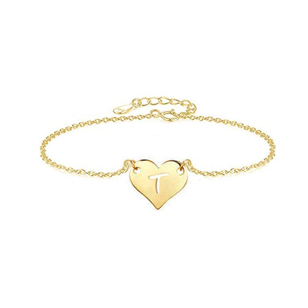 Personalized Gold Initial Heart Anklet Bracelet for Women - Stainless Steel Adjustable Charm Ankle Bracelet - Perfect for Valentine's Day, Anniversary, Birthday Gifts & Everyday Wear