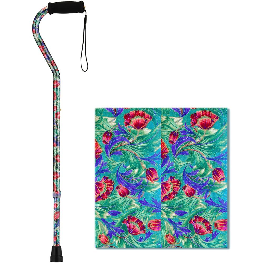 Premium Adjustable Walking Cane with Ergonomic Offset Handle - Lightweight Aluminum Mobility Aid with Carrying Strap - Ideal for Seniors, Hiking & Everyday Support - Canterbury Design