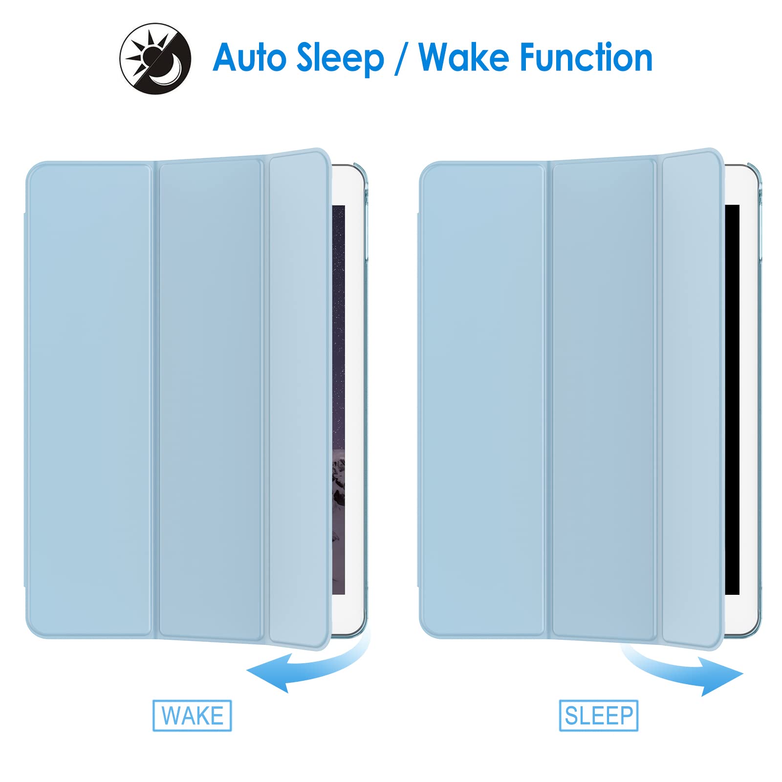 JETech iPad Air 2 Case with Auto Wake/Sleep Smart Cover - Light Blue Protective Shell | Perfect for Work, School & Travel