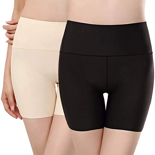 PLUMBURY® Women's High Waist Tummy Control Seamless Shorts - Smoothing Boyshort Panties, Anti-Chafing Under Skirt & Cycling Shorts (XS-XXL, Pack of 2) | Perfect for Yoga, Workout & Everyday Comfort