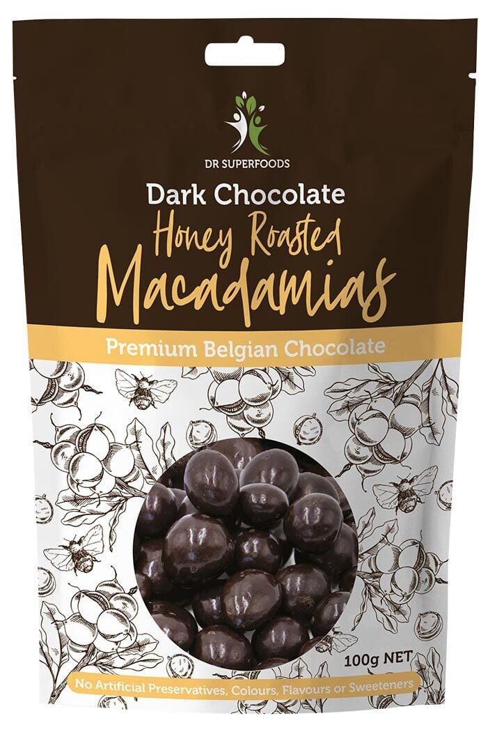 DR SUPERFOODS Honey Roasted Macadamia Nuts Covered in Premium Dark Chocolate - Healthy Snack for Weight Loss, Keto Diet & Gift Giving