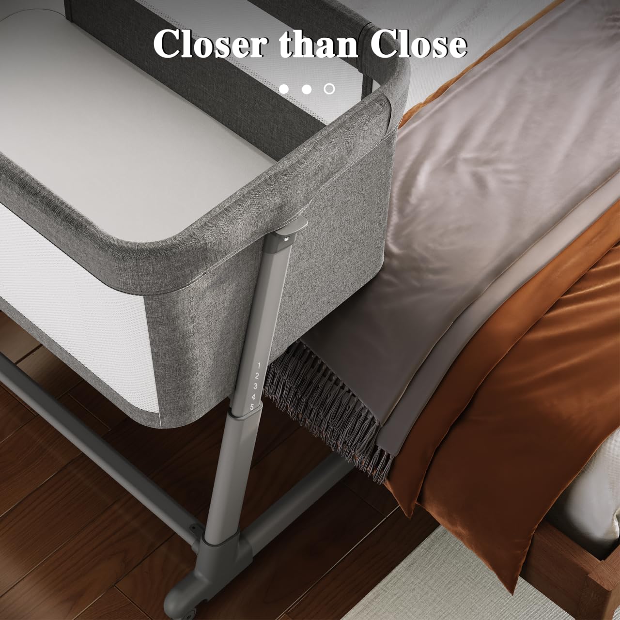 AMKE Baby Bassinet - Breathable Mesh Bedside Sleeper for Newborns | Portable Adjustable Crib for Safe Co-Sleeping | Nursery Essential for Infants 0-6 Months (Dark Gray) | Perfect for Bedroom, Nursery & Travel