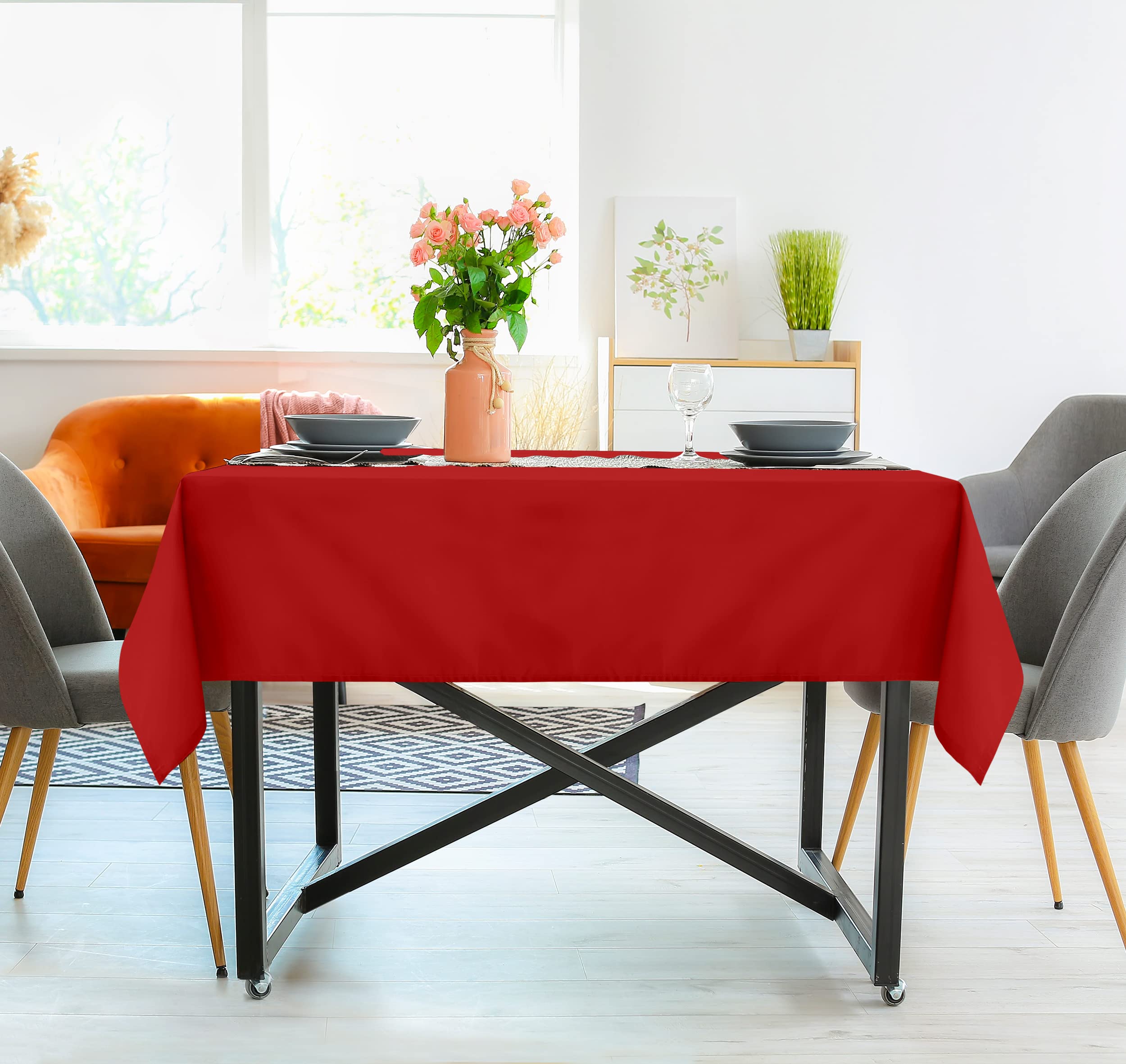 Utopia Kitchen 2 Pack 54x54 Inch Red Square Tablecloth - Stain & Wrinkle Resistant Washable Polyester Table Cover for Dining, Buffet, Picnic, Wedding & Outdoor Party Decor
