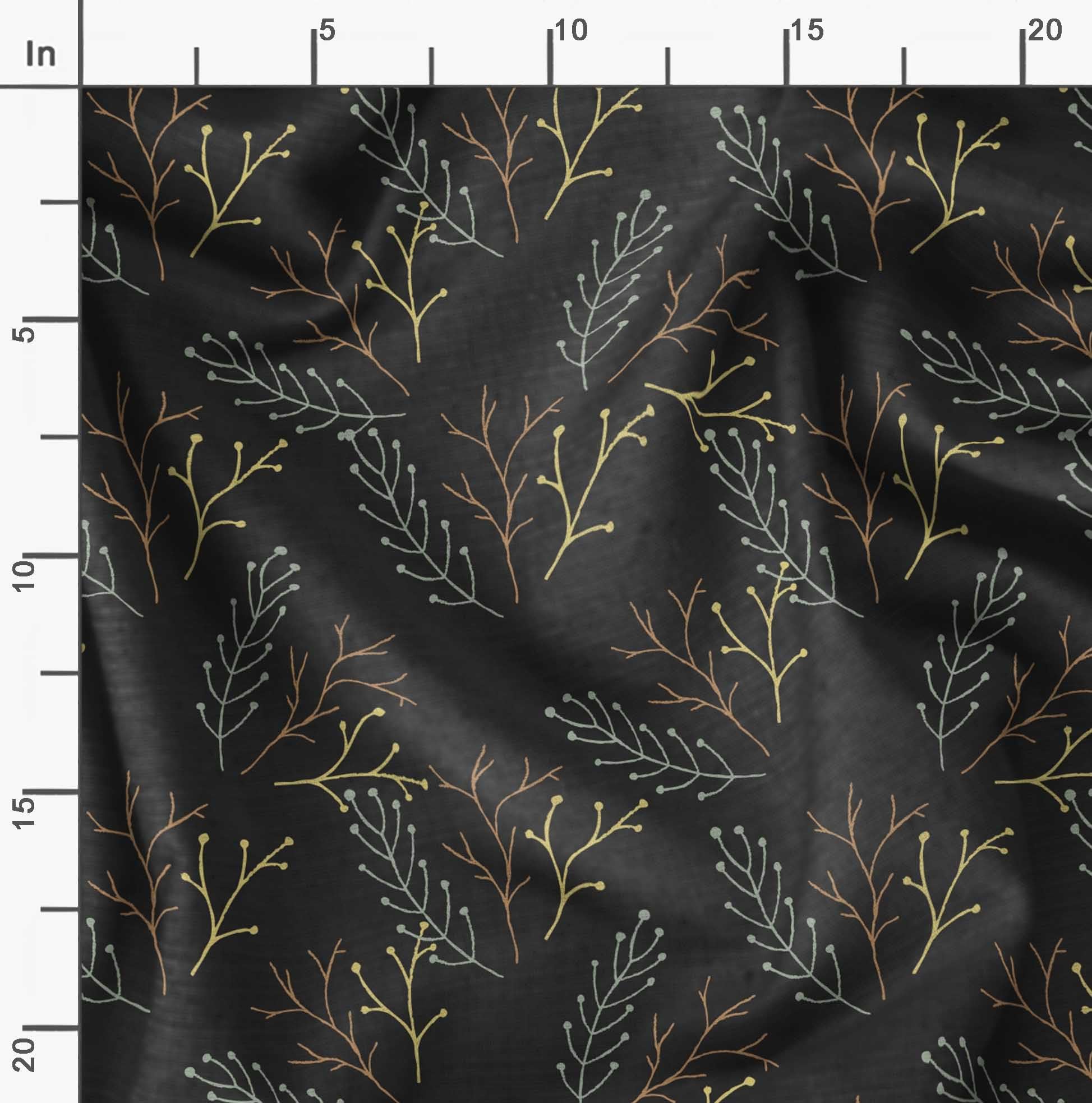 Soimoi Moss Georgette Gray Fabric by The Yard - 42 Inch Wide Dry Branches Tree Print Fabric for DIY Crafts, Home Decor & Fashion Design - Rustic Earthy Printed Fabric for Curtains, Dresses, Quilting and Scarf Making