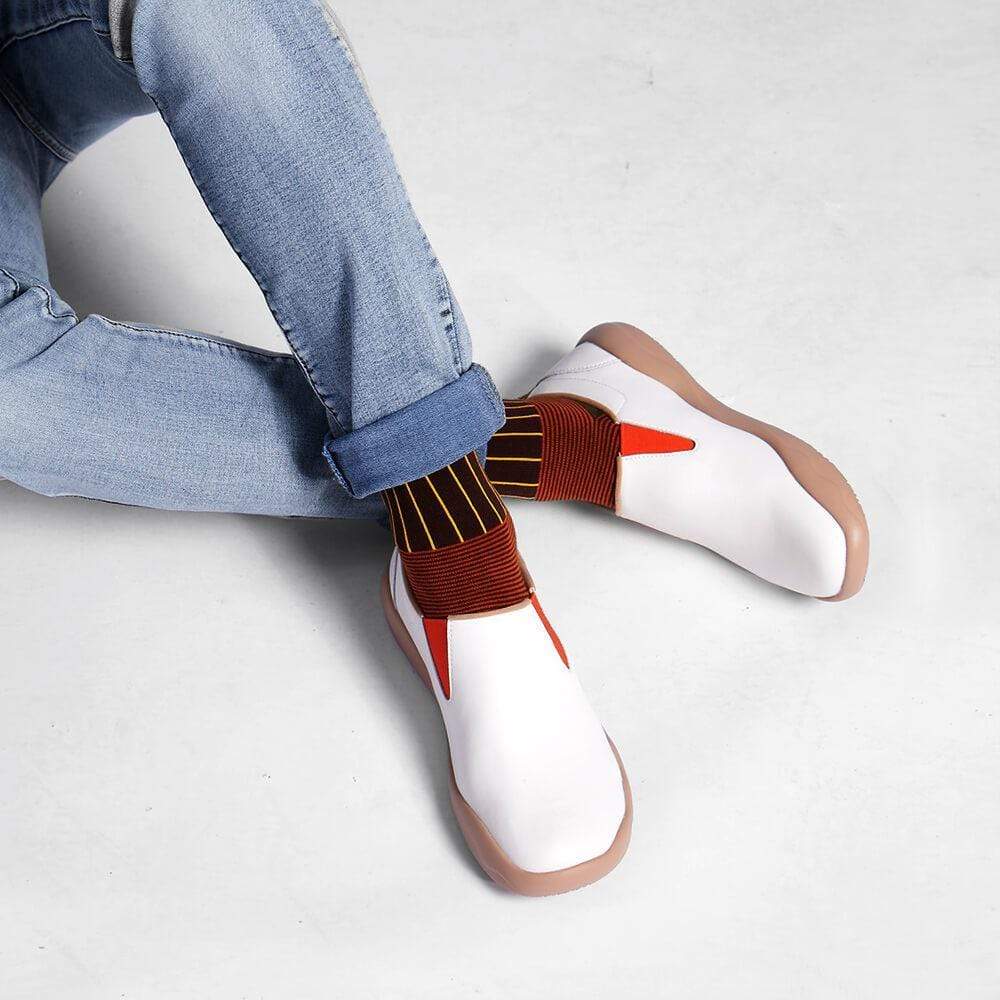Premium Cuenca White Split Leather Men's Shoes - Stylish & Comfortable for Casual Wear, Office & Outdoor Activities