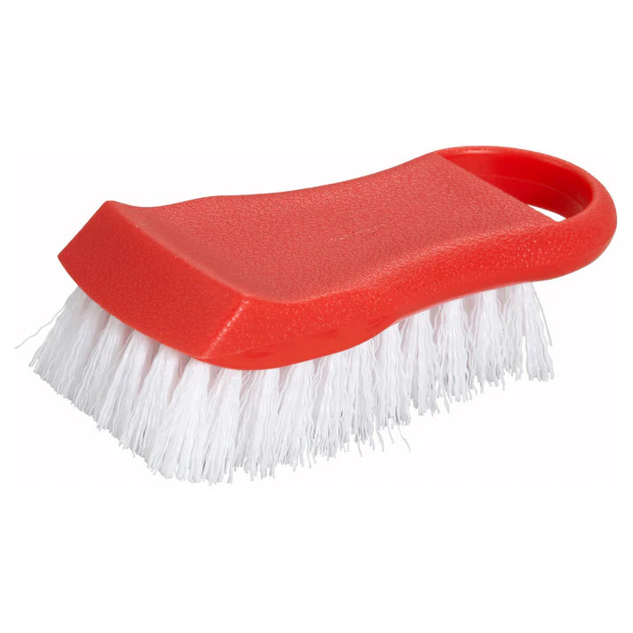 Winco Red Cutting Board Brush - Heavy Duty Scrubber for Kitchen Cleaning, Dishwashing & Food Prep - Non-Slip Grip & Durable Bristles - Perfect for Cutting Boards, Countertops & Cookware