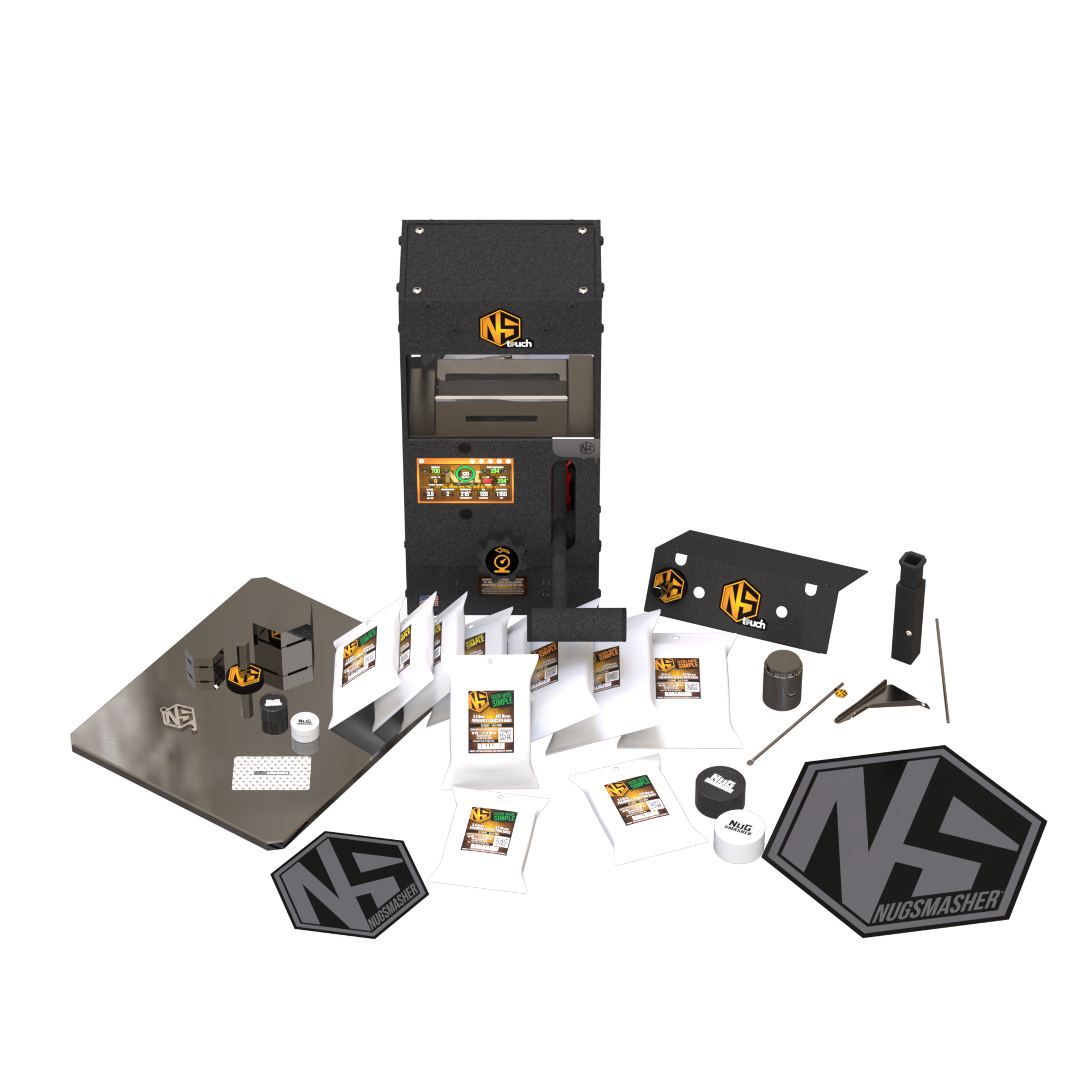NugSmasher Touch 12 Ton Rosin Press Kit with Essential Accessories - Perfect for Home DIY Rosin Extraction & Concentrate Making