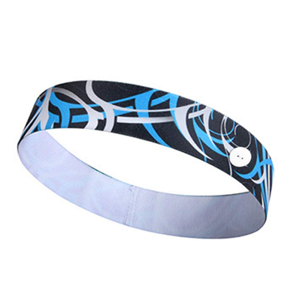 Button Print Headband - Non-Slip Sport Hairband & Face Holder for Nurses, Doctors, Fitness & Workout - Perfect for Running, Yoga, Gym and Healthcare Professionals