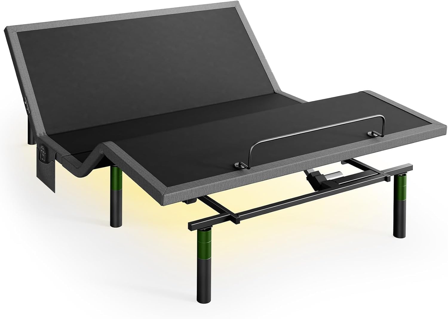 MS01 Queen Adjustable Bed Base Frame with 4 USB Ports (A&C), Under-Bed Nightlight & Wireless Remote - 3-Minute Assembly, 4 Height Options - Perfect for Home, Office, or Guest Room Use