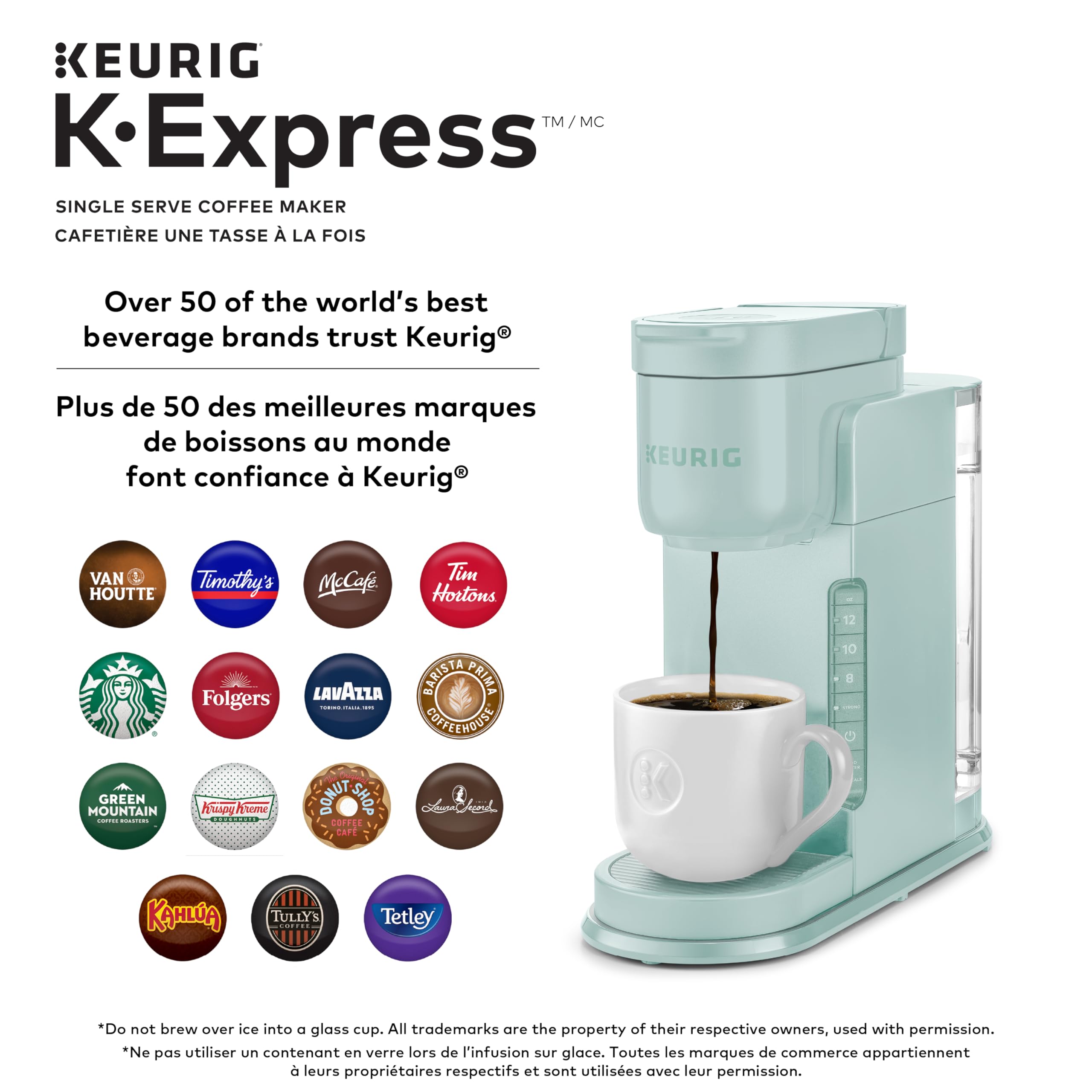 Keurig K-Express Single Serve K-Cup Pod Coffee Maker - Compact Mint Green Coffee Machine with Removable Water Reservoir & Strong Brew Option - Perfect for Home, Office, Dorm or RV Use