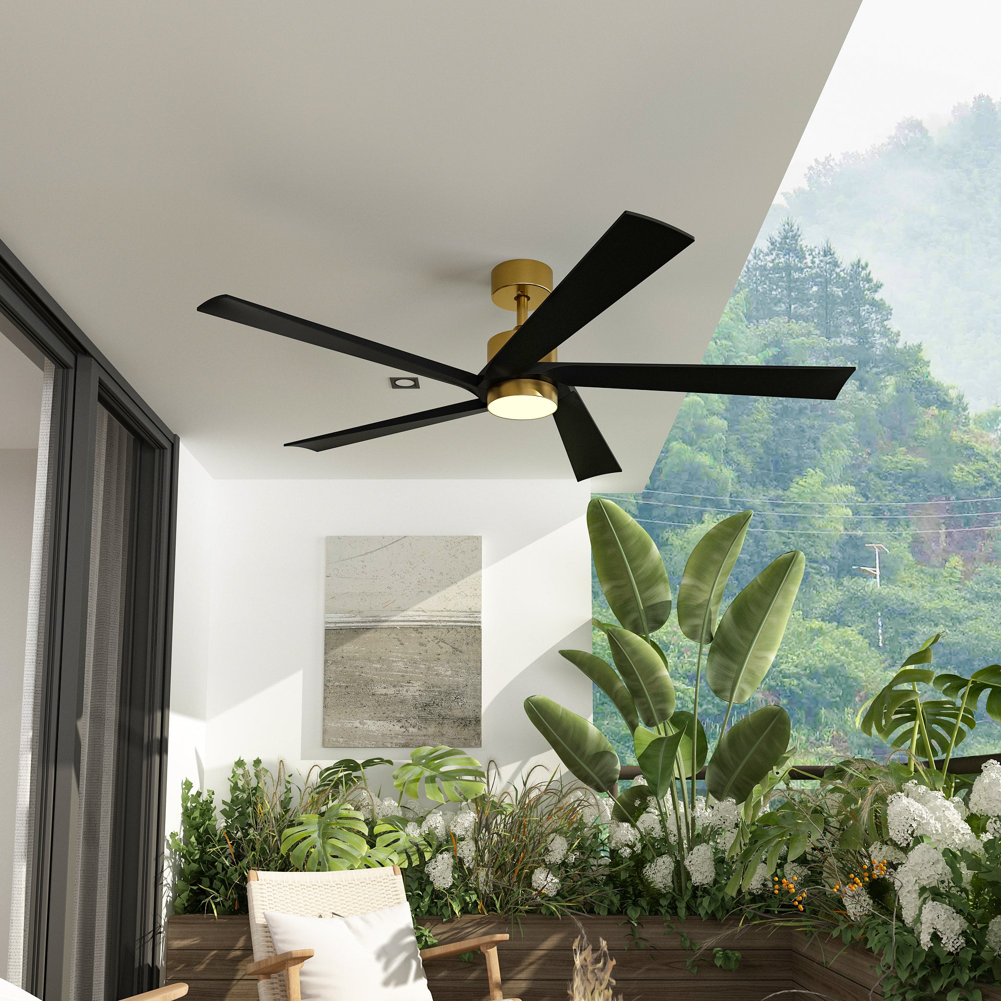 Energy Efficient Ceiling Fan with LED Lights - Quiet Remote Control for Bedroom, Living Room, and Outdoor Spaces