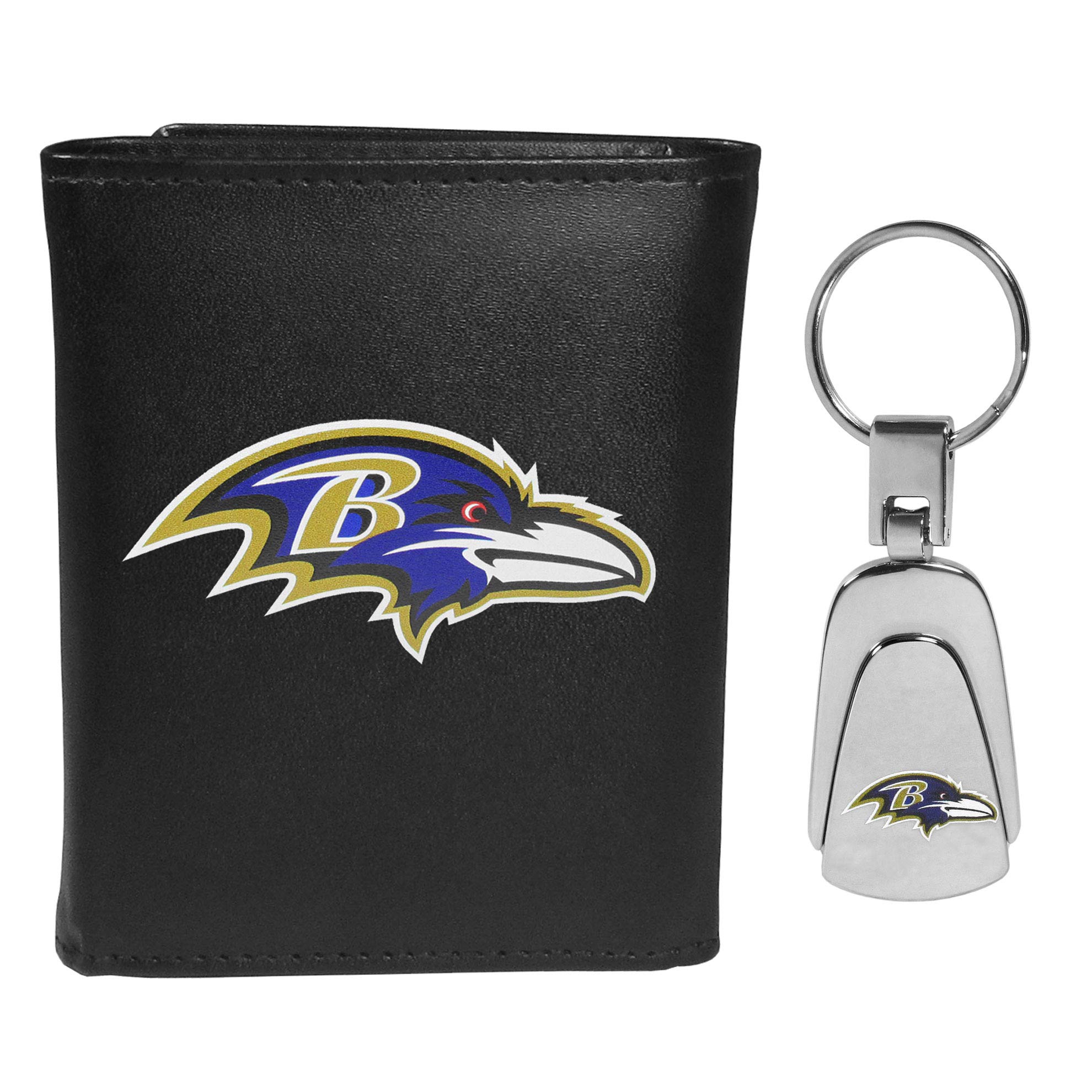 Siskiyou NFL Unisex Tri-Fold Wallet with Steel Keychain - Perfect for Football Fans, Travel & Everyday Use