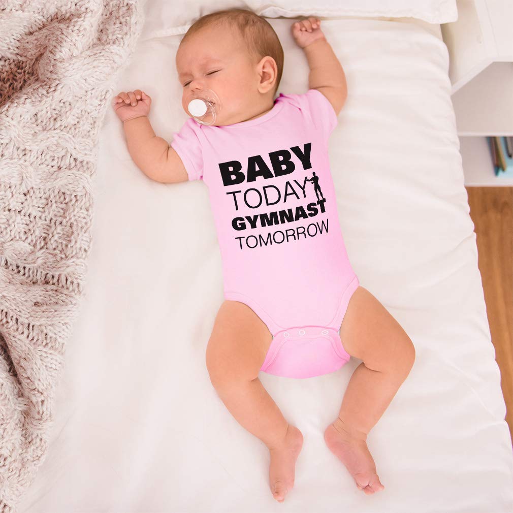 Custom Baby Bodysuit - Funny Cotton Onesie for Boys & Girls - 'Baby Today Gymnast Tomorrow' Design - Perfect for Playtime, Gymnastics Class & Cute Photo Ops