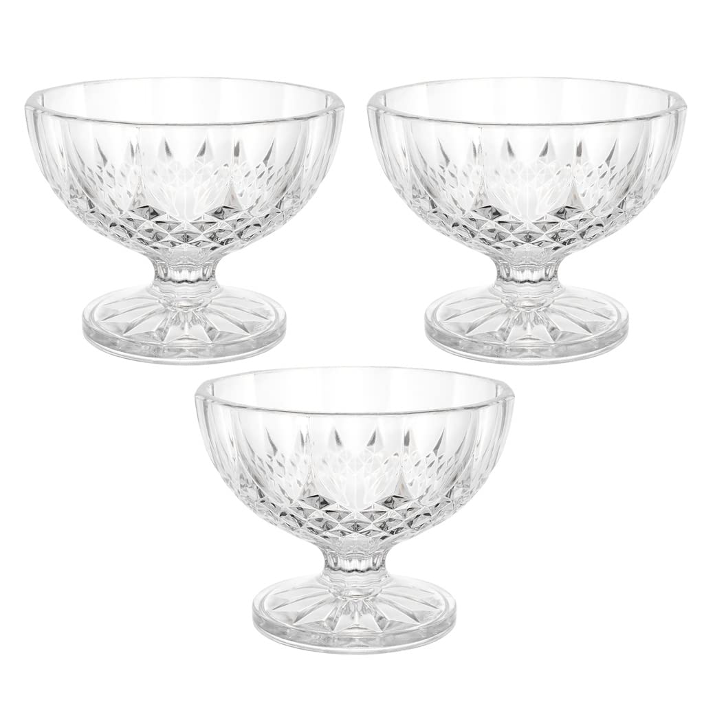 3-Piece 180ml Plastic Dessert Cups Set - Mousse, Wine, Cake, Jelly, Pudding, Ice Cream, Fruit Salad Serving Bowls for Party, Snacks & Home Use (Color A)