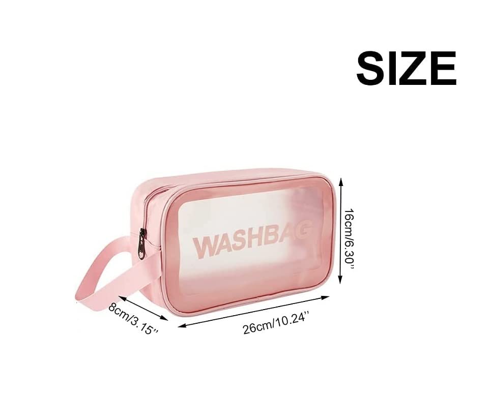 Waterproof Clear Toiletry Bag for Travel - Zippered Cosmetic Makeup Organizer for Women & Men - Portable Wash Bag for Toiletries, Cosmetics & Essentials (1pc, Pink) - Perfect for Airplane Carry-On, Gym & Weekend Getaways