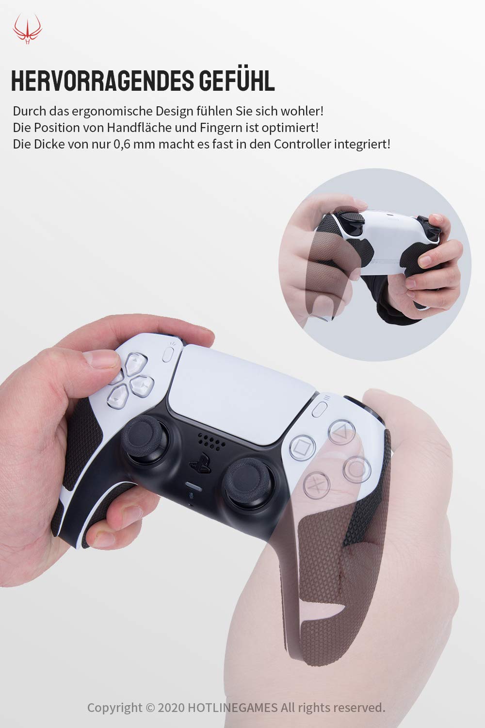 Premium Non-Slip PS5 Controller Grips - 4PC Sweat-Absorbing Handle Grips for Playstation 5 DualSense | Enhanced Grip & Comfort for Gaming | German Version | Perfect for Long Gaming Sessions & Competitive Play