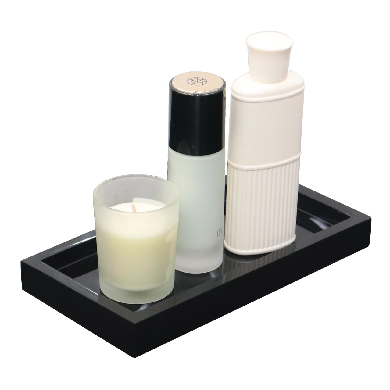Black Marble Bathroom Vanity Tray - Elegant Resin Countertop Organizer for Toilet Tank | Perfect for Makeup, Jewelry & Bath Essentials Storage in Modern Bathrooms