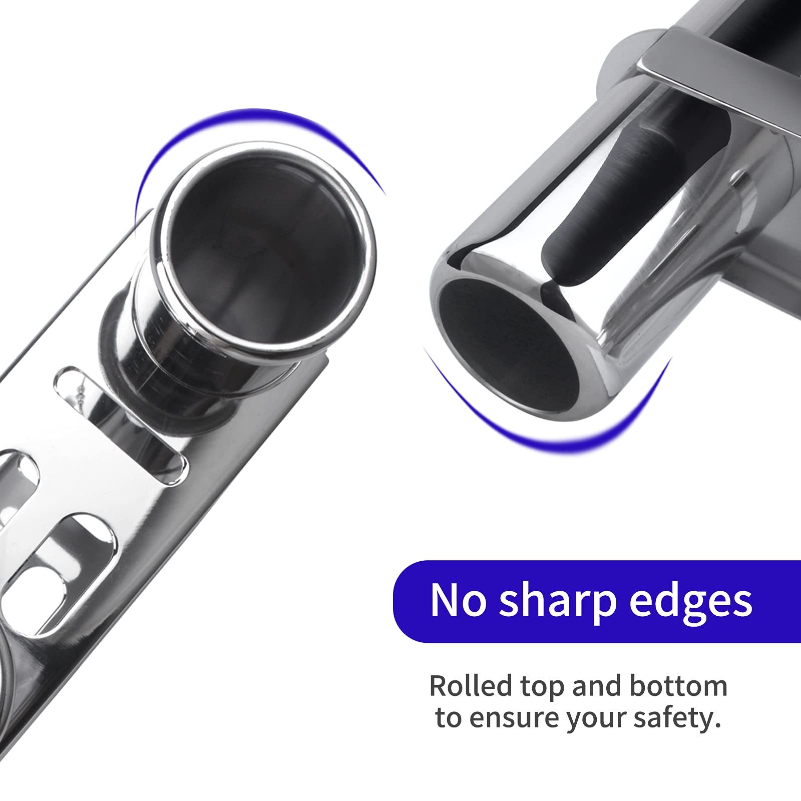 3-Tube Stainless Steel Fishing Rod Holder for Boats - 304 Stainless Steel Wall Mounted Fishing Pole Rack with Tool Storage - Perfect for Marine, Yacht, RV and Kayak Fishing Trips