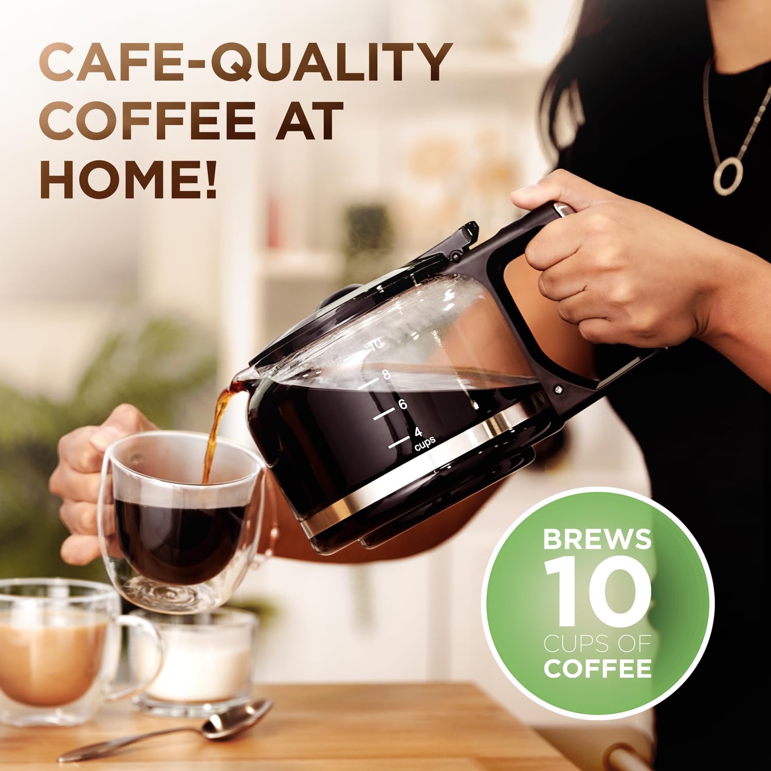 Ivation 2-in-1 Drip Coffee Maker with Built-in Grinder - Programmable Auto Brew Coffee Machine with Timer, 10 Cup Capacity & 1.5L Water Tank - 1000W with Warming Plate & Reusable Filter - Pause and Serve Feature - Perfect for Home, Office or Restaurant Use