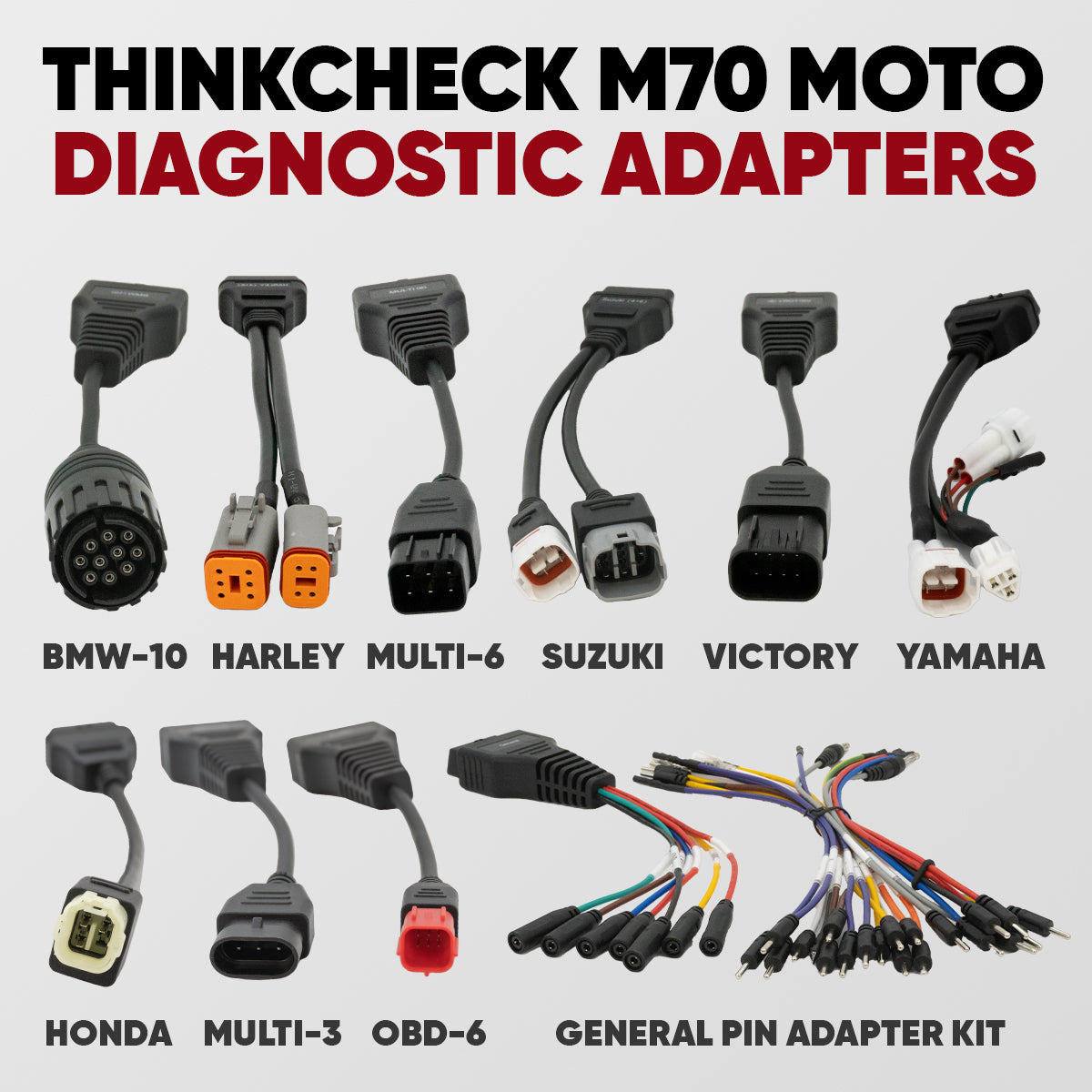 THINKCHECK M70 MOTO Motorcycle Diagnostic Tool - Plug & Play OBD2 Scanner for Harley, Honda, Kawasaki - Easy Fault Code Reader for Bike Maintenance & Repair