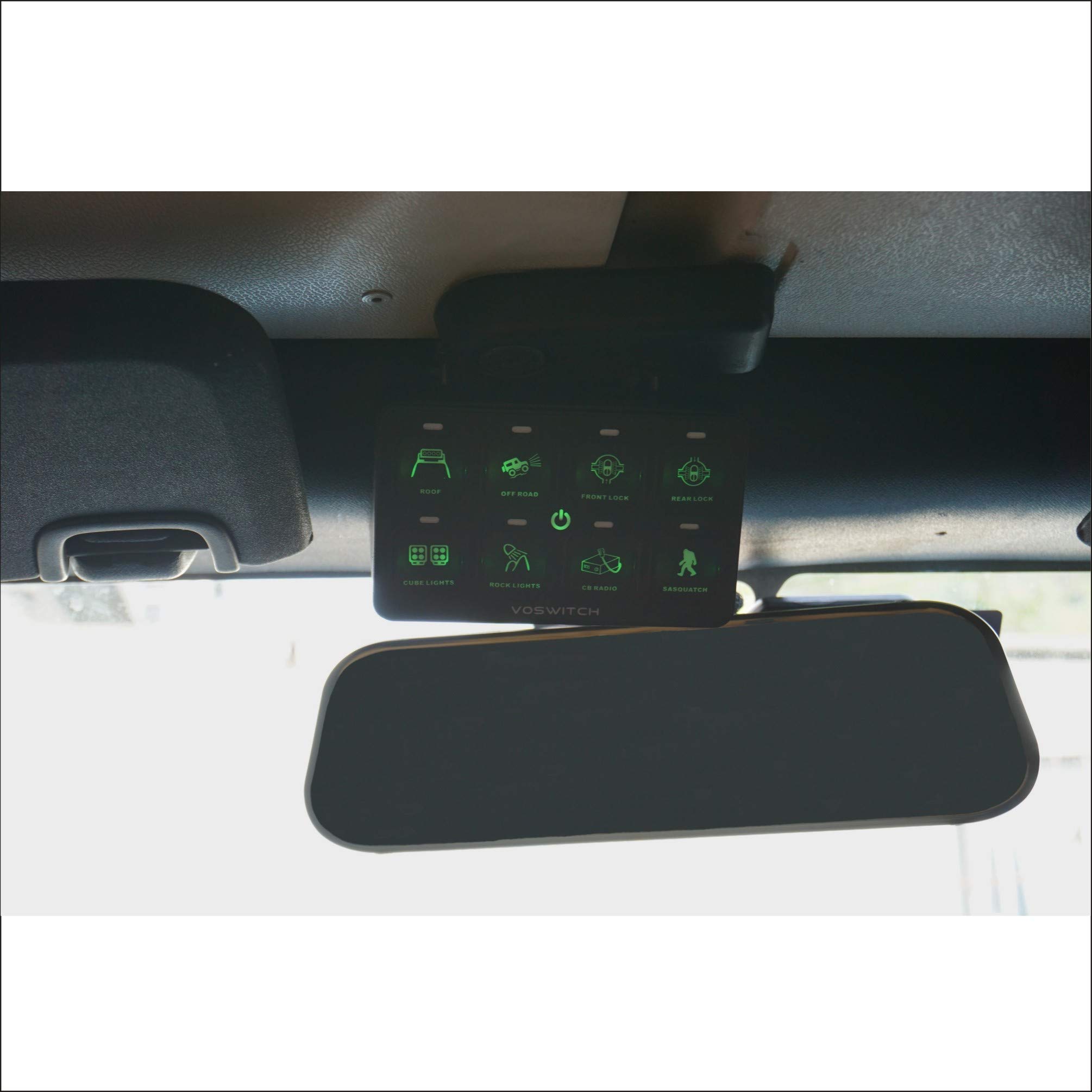 Voswitch JK100 Programmable Overhead Switch Panel Power Control System for Jeep Wrangler JK JKU 2007-2018 - Easy Off-Road Lighting & Accessory Control for Adventure & Customization