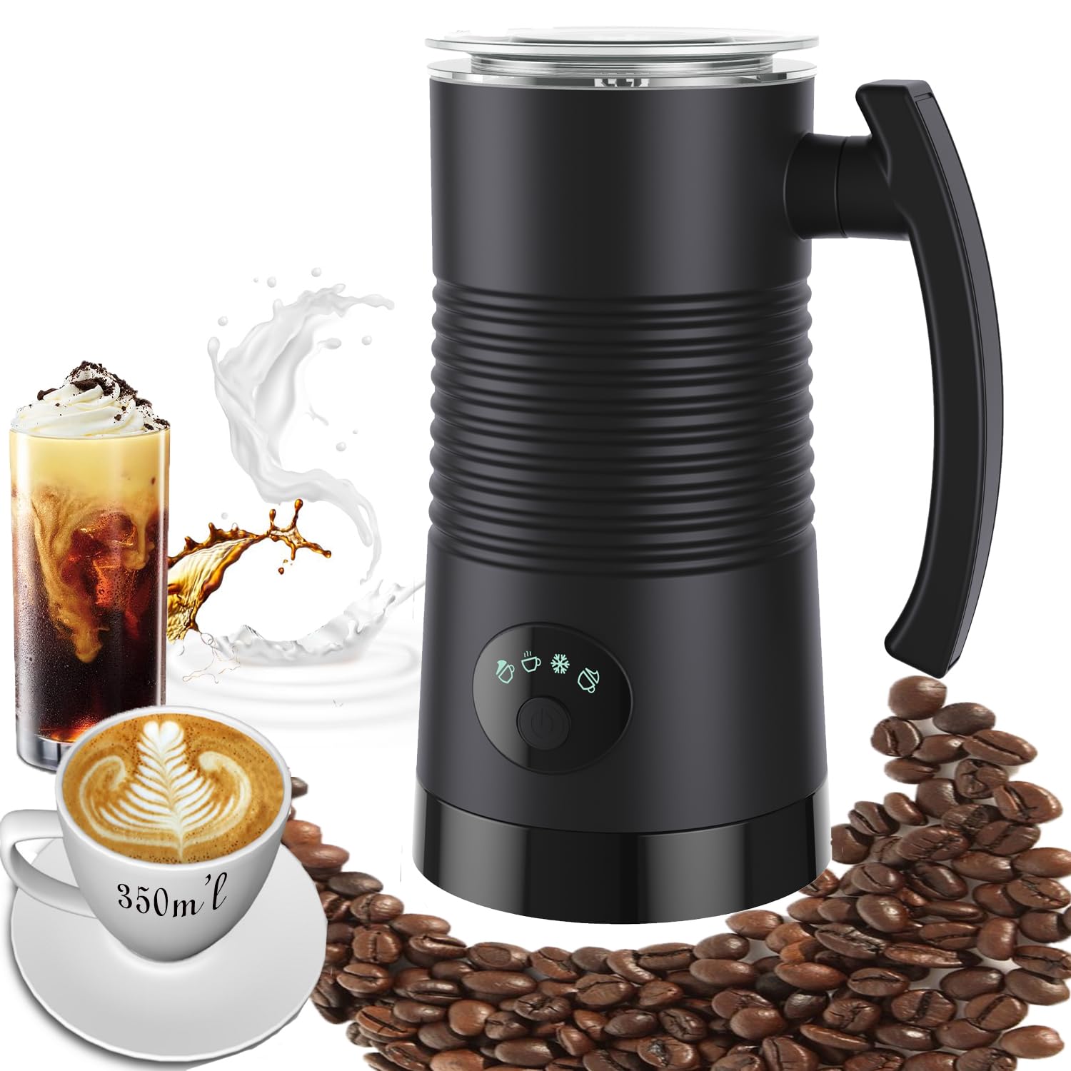 Electric Milk Frother & Warmer - 11.9oz/350ml Stainless Steel Milk Steamer with LED Touch Screen for Coffee, Latte, Cappuccino & Hot Chocolate | DIY Foam Maker for Home & Cafe Use | Perfect for Morning Coffee, Afternoon Tea & Entertaining Guests