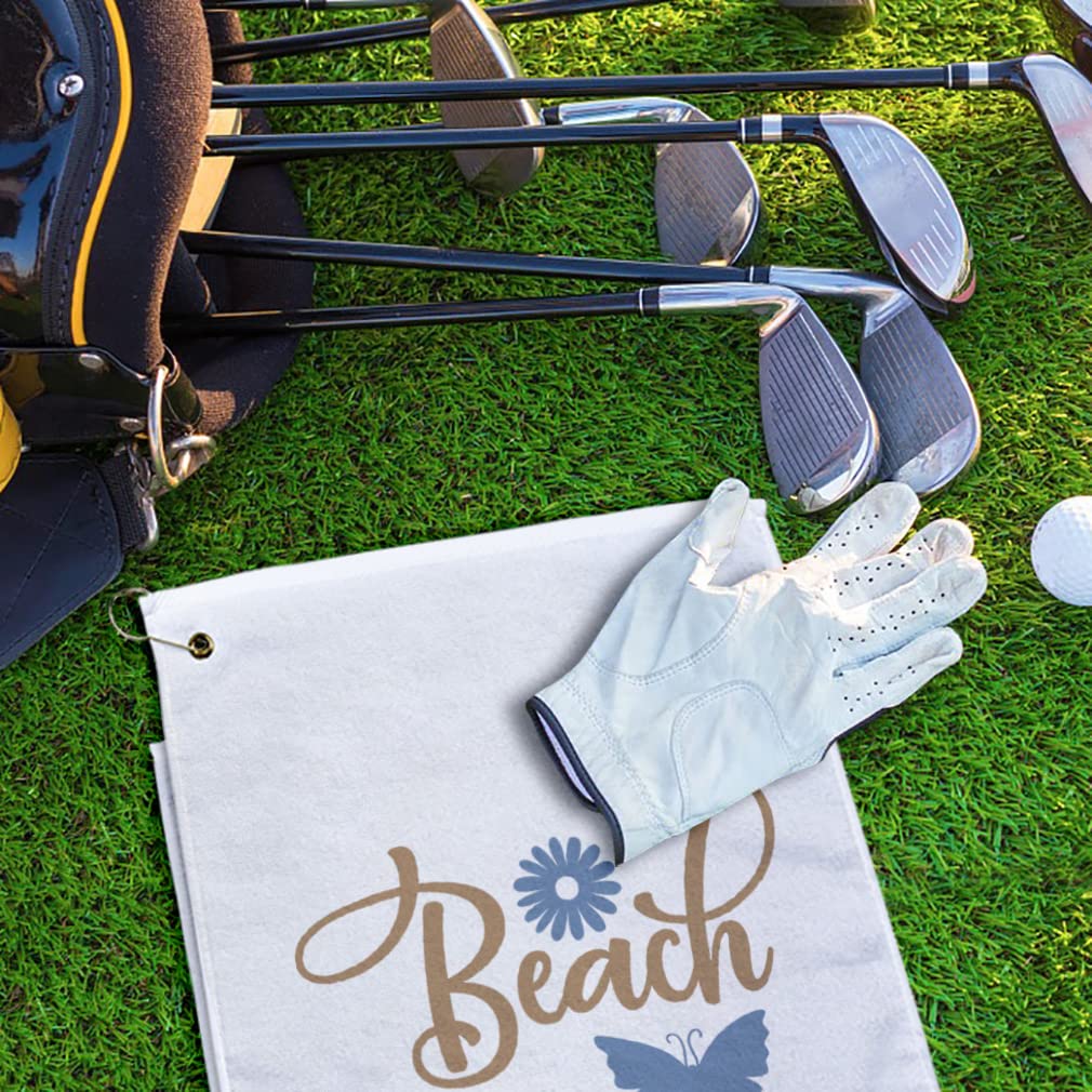 Premium Printed Golf Towel - Soft Absorbent Cotton with Stylish Butterfly Design - Perfect for Golf, Beach, Boating & Outdoor Activities