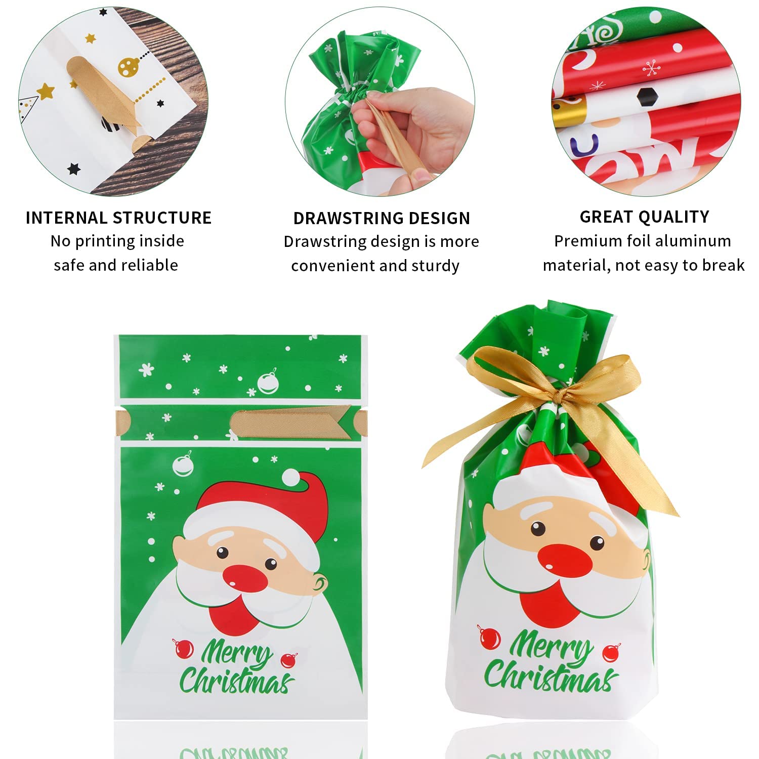 DERAYEE Christmas Gift Bags 34 Pack - Assorted Size Drawstring Holiday Treat Bags for Candy, Party Favors & Small Gifts | Perfect for Xmas Parties, Stocking Stuffers & Gift Exchanges