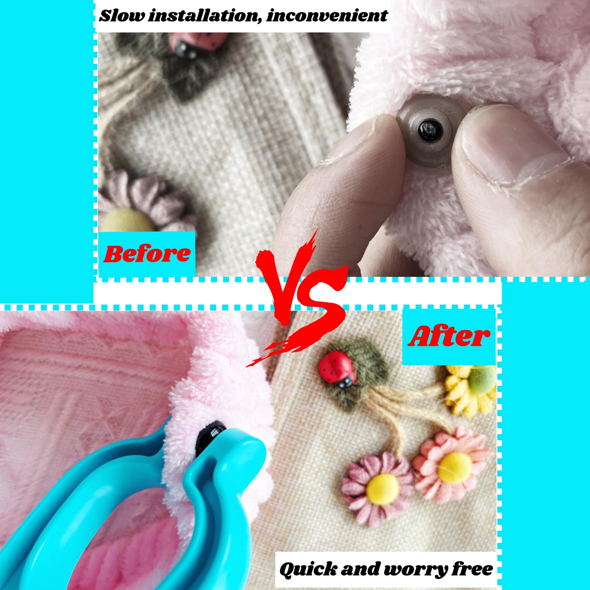 SPMKTQK Safety Eye Tool for Amigurumi Crochet - 5-30mm Eye Setting Pliers for Stuffed Animals & DIY Plush Toys (Blue) - Perfect for Crafting, Doll Making & Handmade Gifts