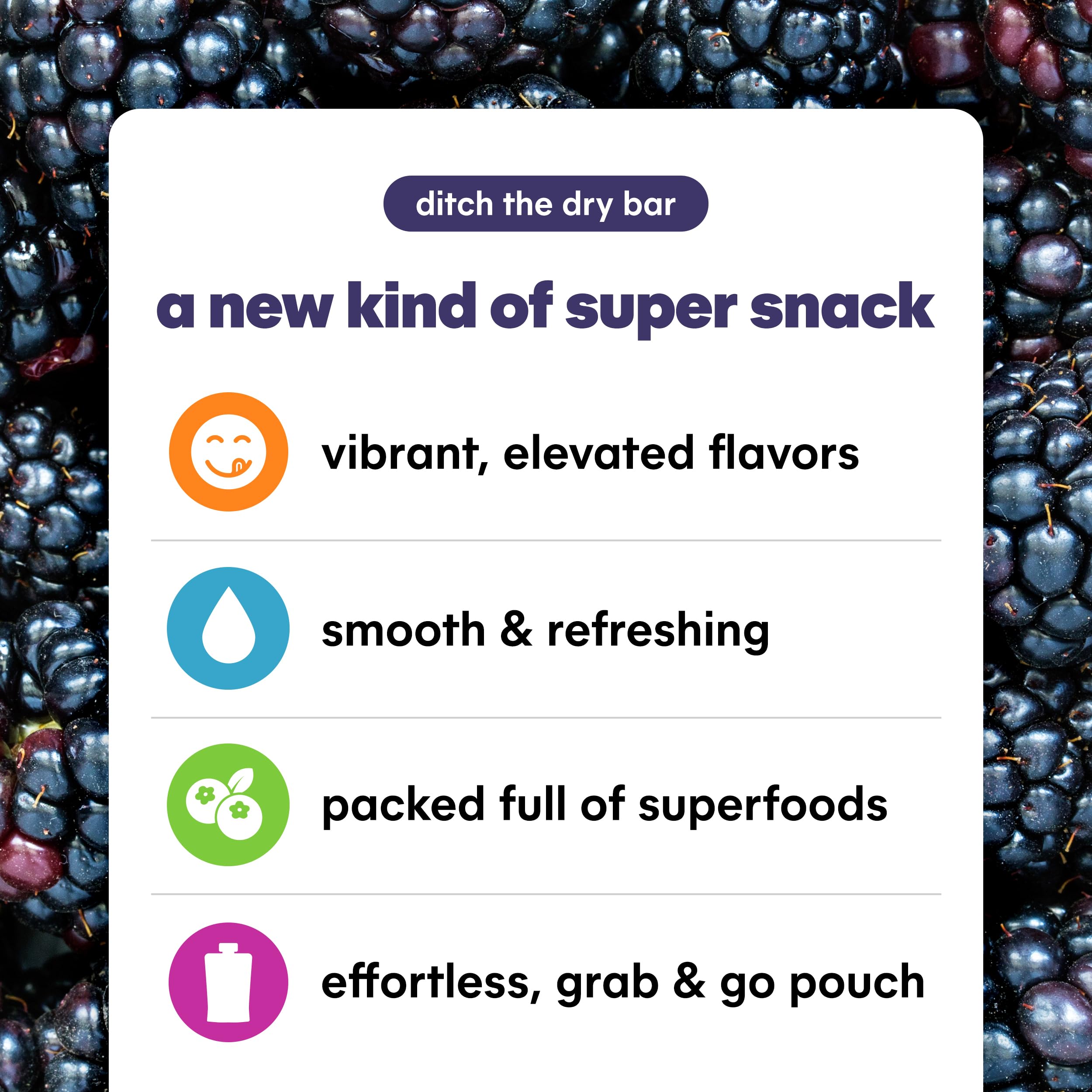 Organic Blackberry Vanilla Superfood Smoothie Pouches - Vegan, Gluten-Free Snacks with Flax Seed, Plant Protein & Prebiotic Fiber | Healthy On-the-Go Fruit Puree for Kids & Adults | 4.22 oz (12 Count) | Perfect for Lunchboxes, Hiking & Post-Workout Nutrition