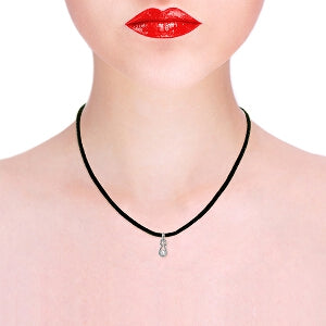 0.5 Carat 14K Solid White Gold Diamond Pendant Necklace for Women - 0.50ct Genuine Diamond Leather Choker - Perfect for Anniversary, Birthday & Valentine's Day Gifts