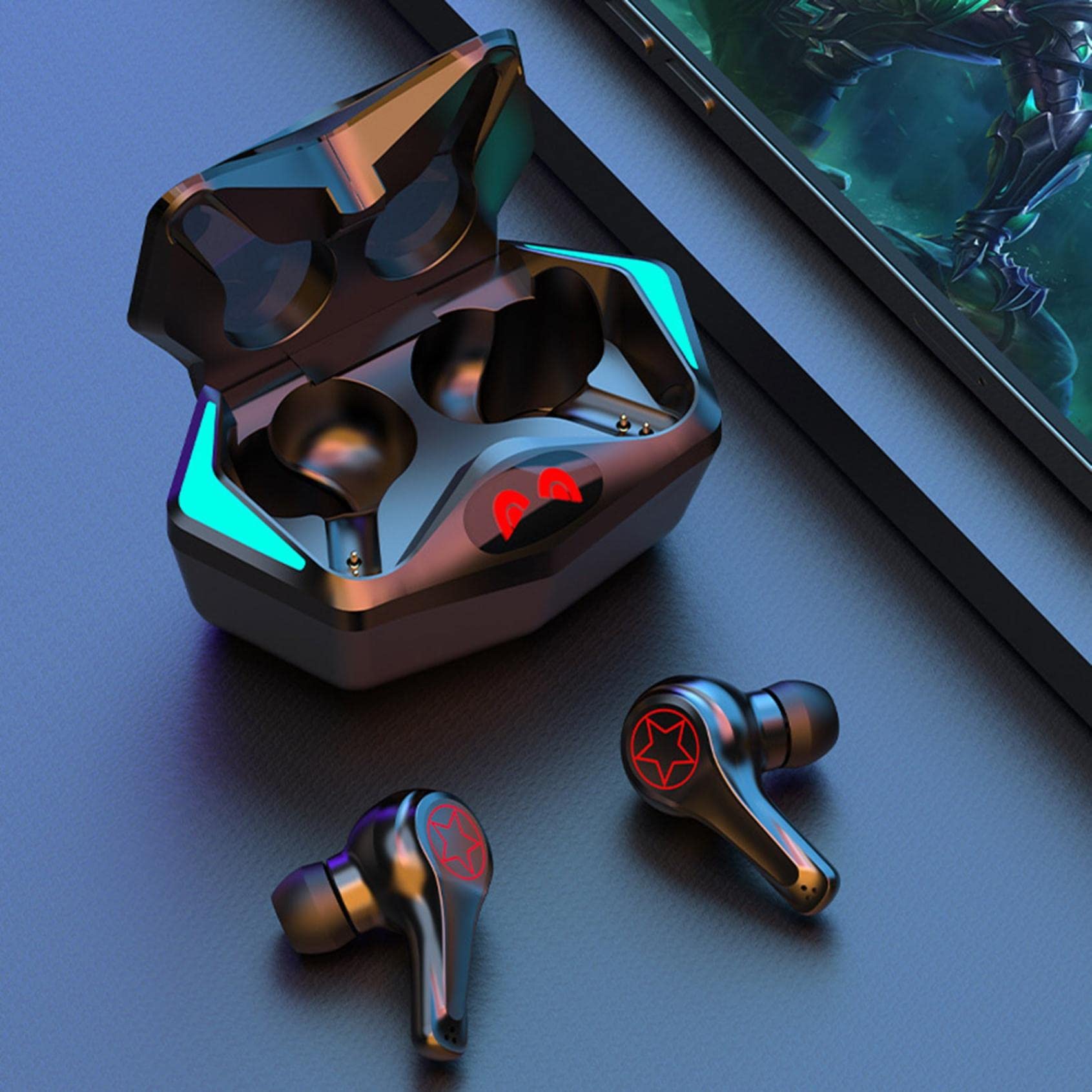 S500 Low-Latency Bluetooth Gaming Earbuds with 9D Stereo Sound, HiFi Bass & Noise Cancellation - Wireless In-Ear Headphones for iOS/Android - Perfect for Workouts, Running, Gym & Mobile Gaming