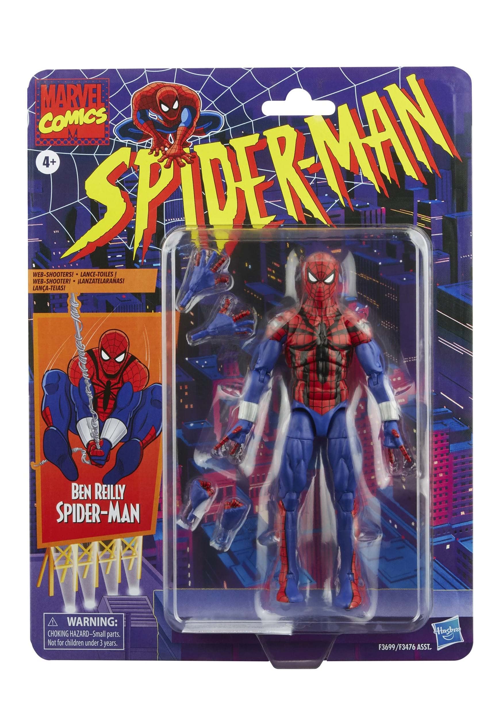 Spider-Man Marvel Legends Series 6-inch Ben Reilly Action Figure Toy with 5 Accessories (4 Hands + Web FX) | Collectible Superhero Figure for Display & Play | Perfect for Marvel Fans, Gift Giving & Action Figure Collections