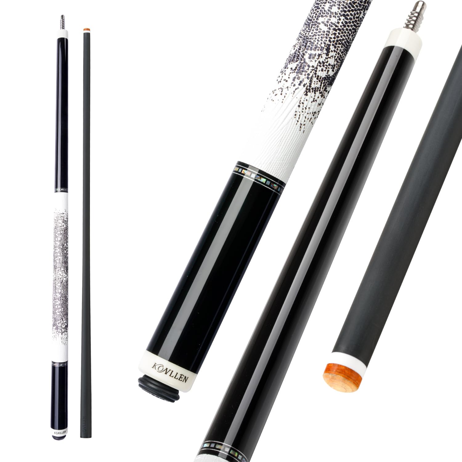 KONLLEN Professional Carbon Fiber Pool Cue Stick – Hand-Made Low Deflection Billiard Cue with Ultra-Smooth Inlay Design for Precision Shots | Perfect for Tournaments & Home Game Rooms
