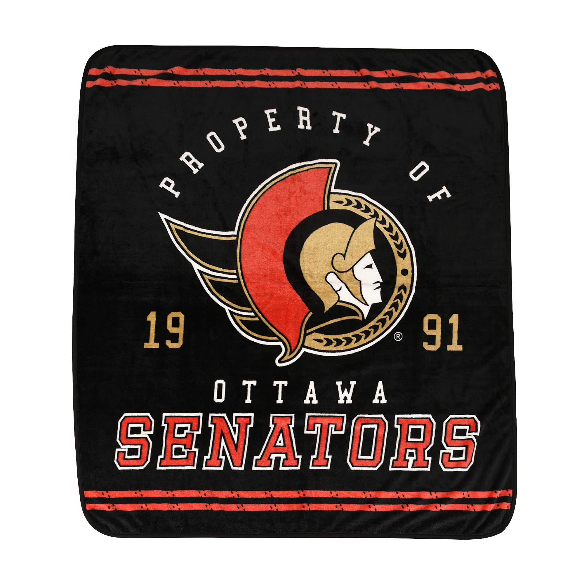 Ottawa Senators NHL Super Soft Luxury Velour Blanket 60x70 Inches - Cozy All-Season Throw for Bed, Couch & Game Room - Perfect for Sports Fans, Home Decor & Gifts